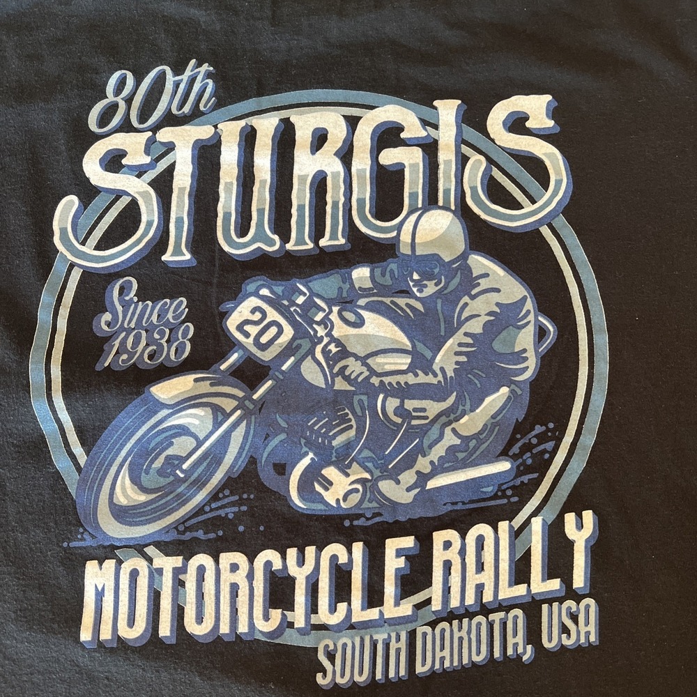 80th Annual STURGIS Motorcycle Rally T-Shirt South Dakota 2XL 100% Cotton